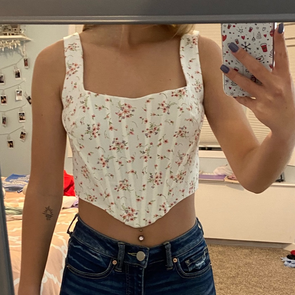 Floral Fusion Corset Crop Top
